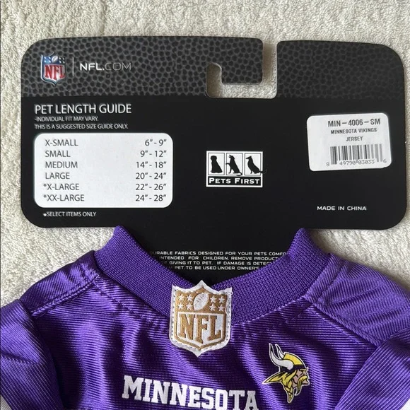 NFL Minnesota Vikings Purple and White Dog Jersey - Picture 2 of 3